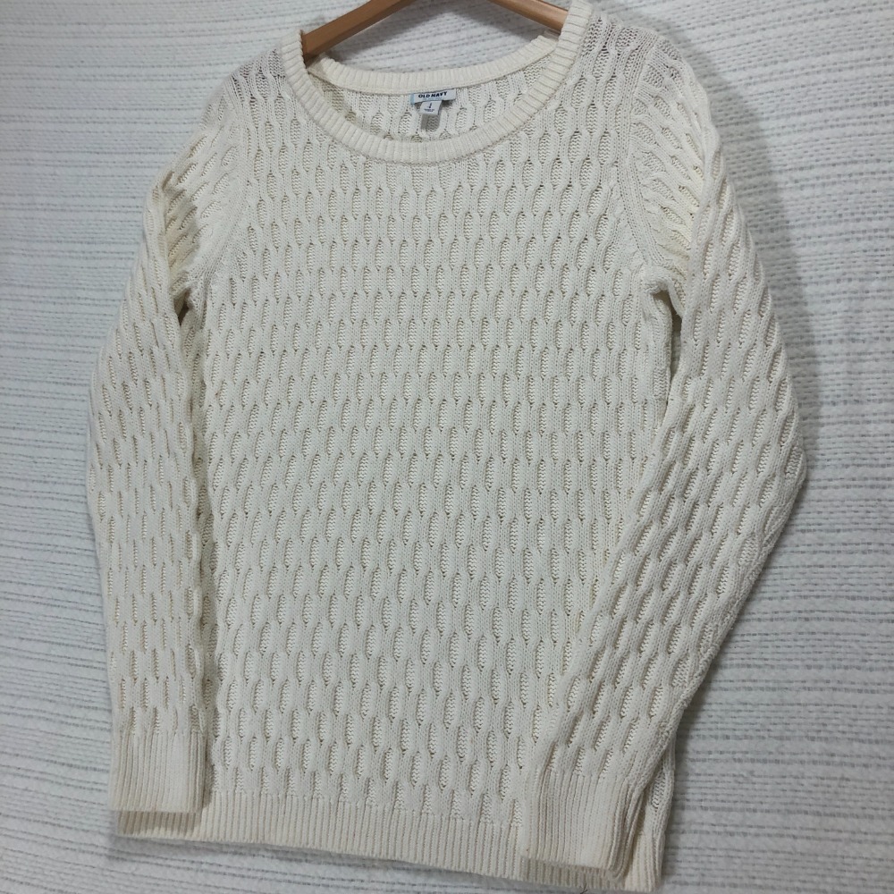 Old Navy Cable Knit Sweater Cream Long Sleeve Textured Pullover‎ Top Size S
